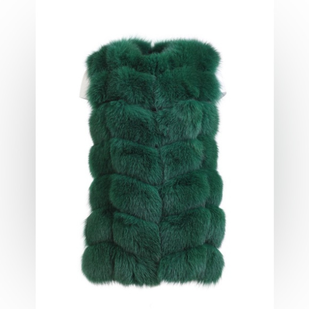 🍀☘️Luxurious Green Genuine Fox Fur Vest! Like new - Picture 2 of 4